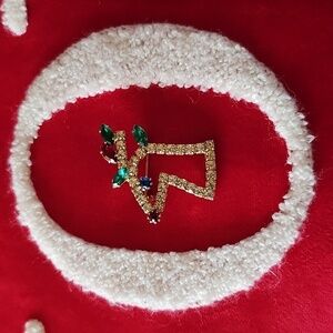 Vintage Goldtone Rhinestone Reindeer Brooch